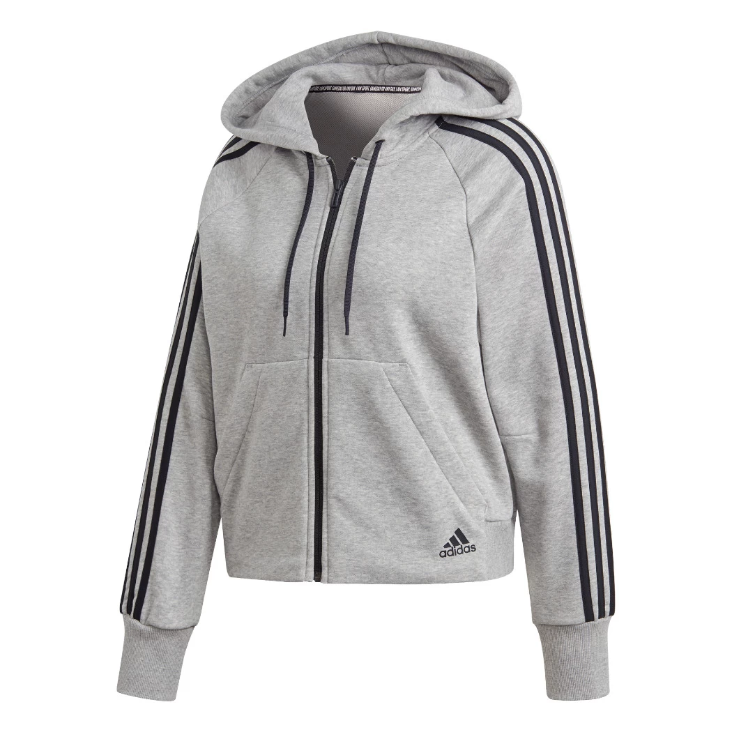 Adidas Kapuzenjacke Damen Must Have 3-Streifen Full-Zip Hoodie Grau