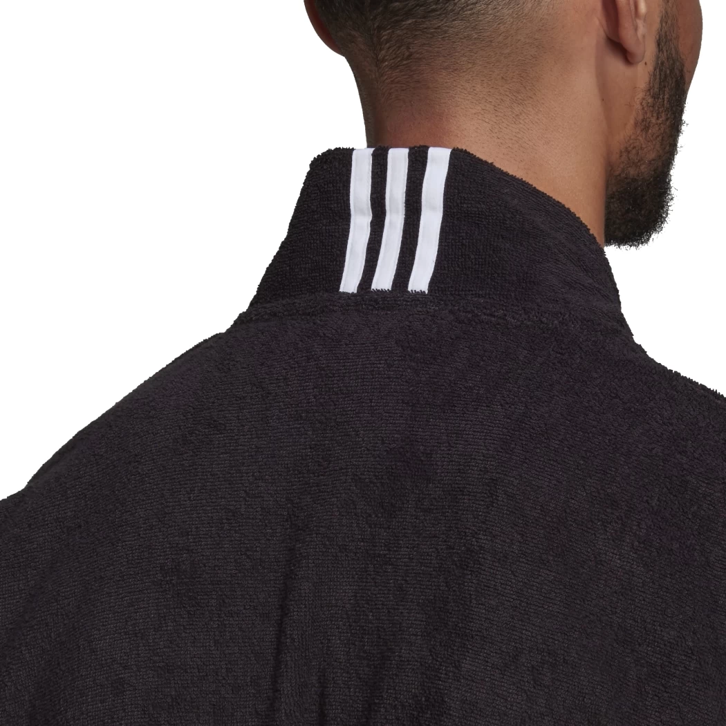 Adidas 3-Streifen Bademantel Baumwolle Herren Schwarz – Bild 6