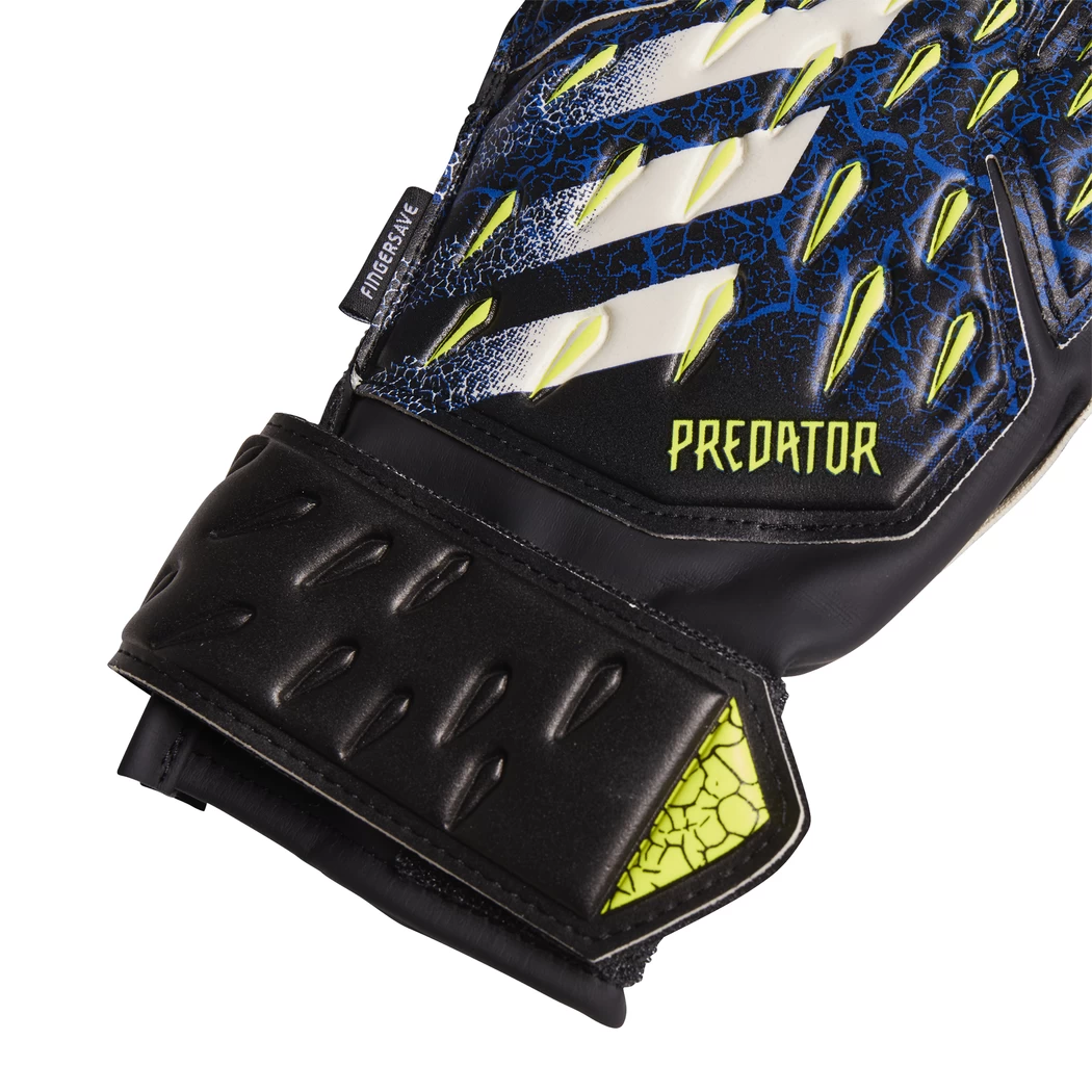 Adidas Kinder Predator 20 Match Fingersave Torwarthandschuhe Schwarz / Blau / Gelb GK3520 – Bild 2