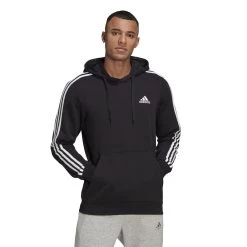 Adidas Essentials 3-Streifen Hoodie French Terry Schwarz / Weiß