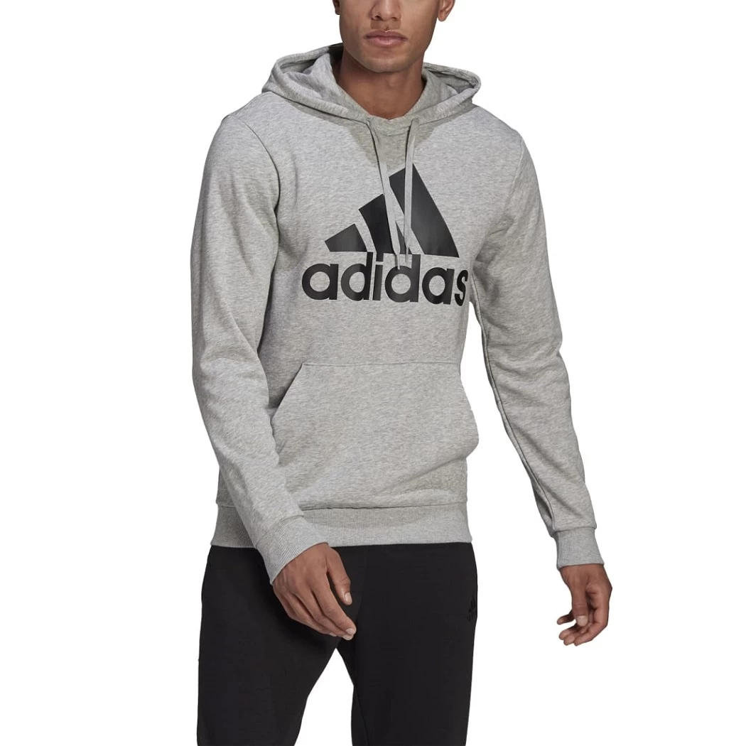 Adidas Essentials Big Logo Hoodie Kapuzenpullover Herren Grau / Schwarz – Bild 2