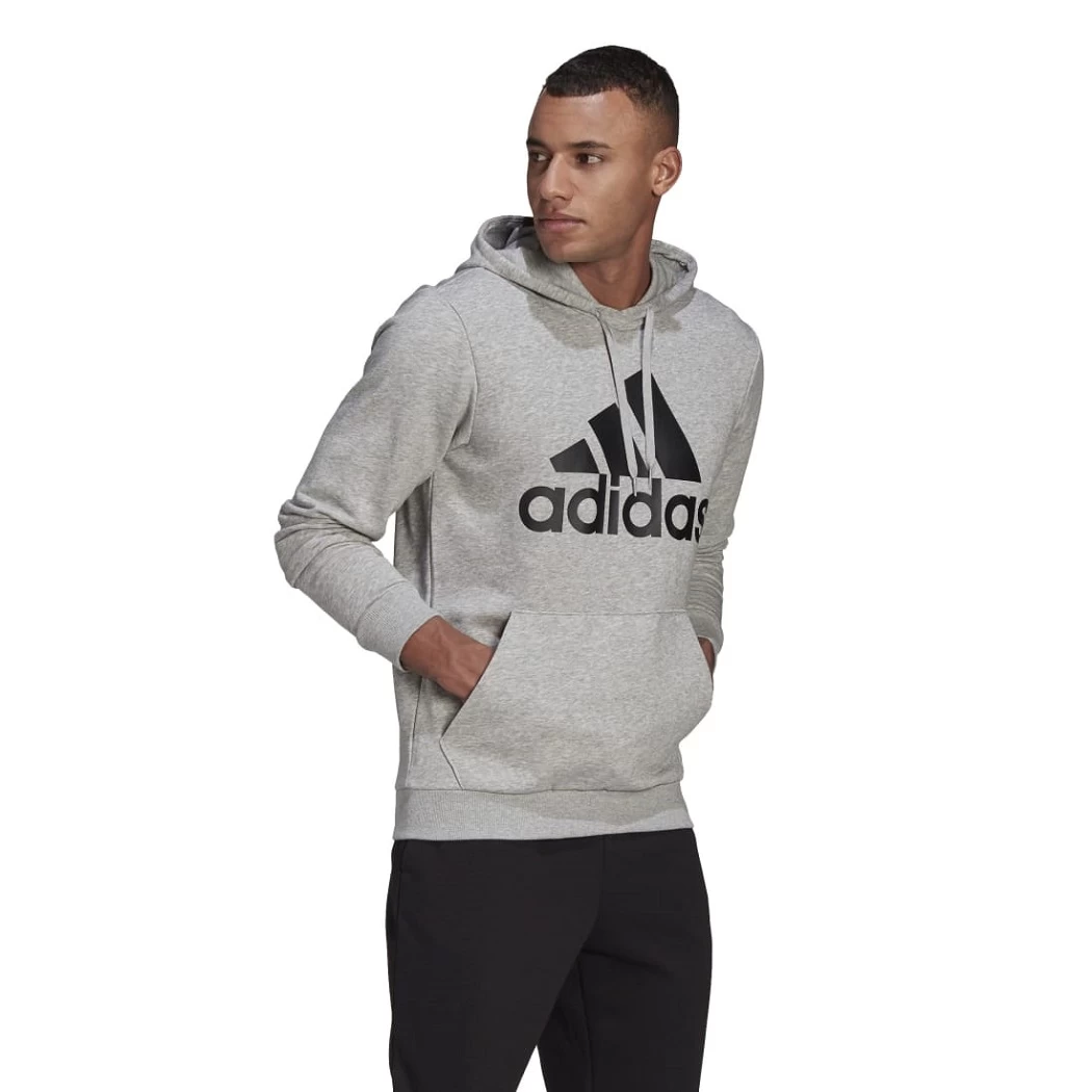 Adidas Essentials Big Logo Hoodie Kapuzenpullover Herren Grau / Schwarz – Bild 3