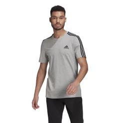 Adidas Essentials 3 Streifen SJ T-Shirt Legend Grau GL3735