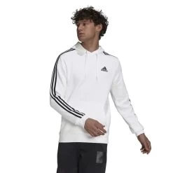 Adidas Essentials 3-Streifen Hoodie French Terry Weiß / Schwarz