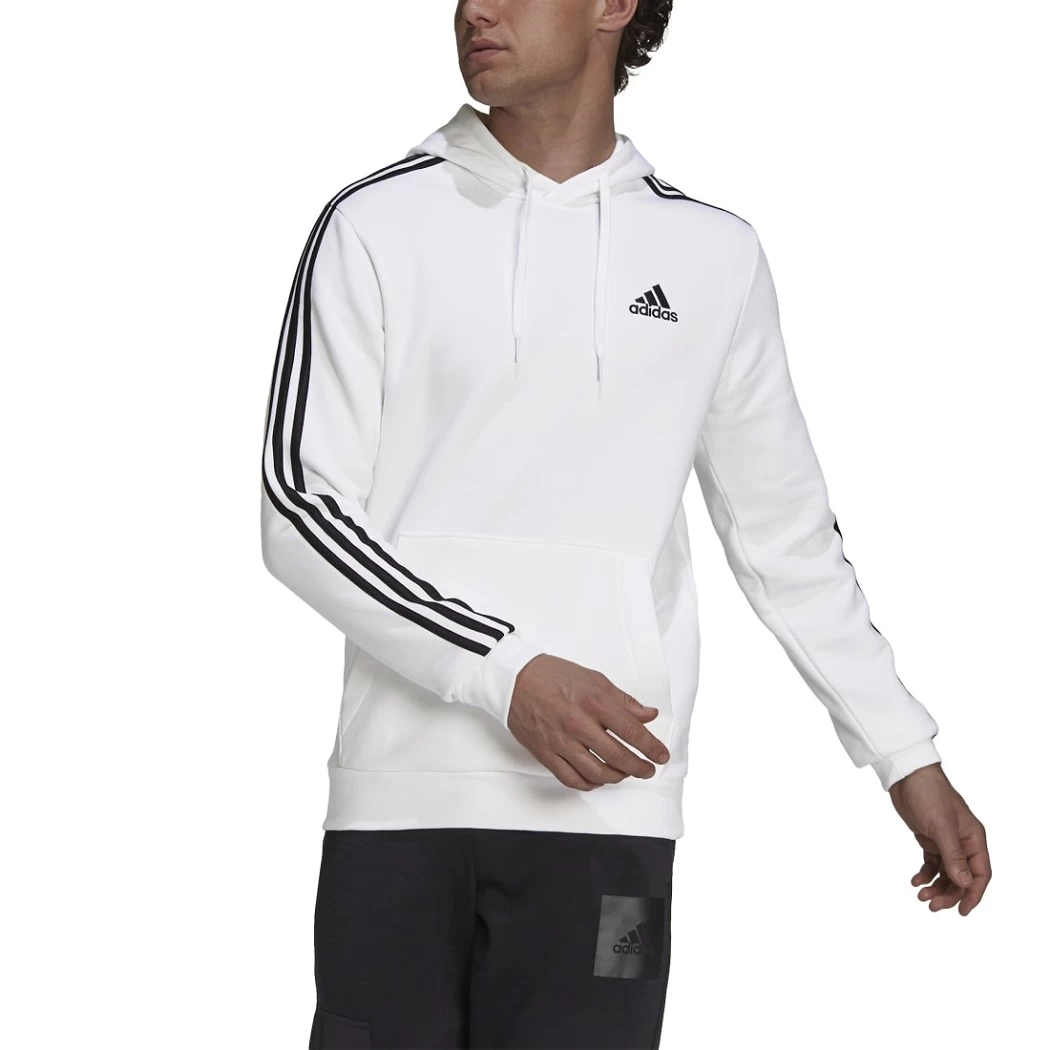 Adidas Essentials 3-Streifen Hoodie French Terry Weiß / Schwarz – Bild 5
