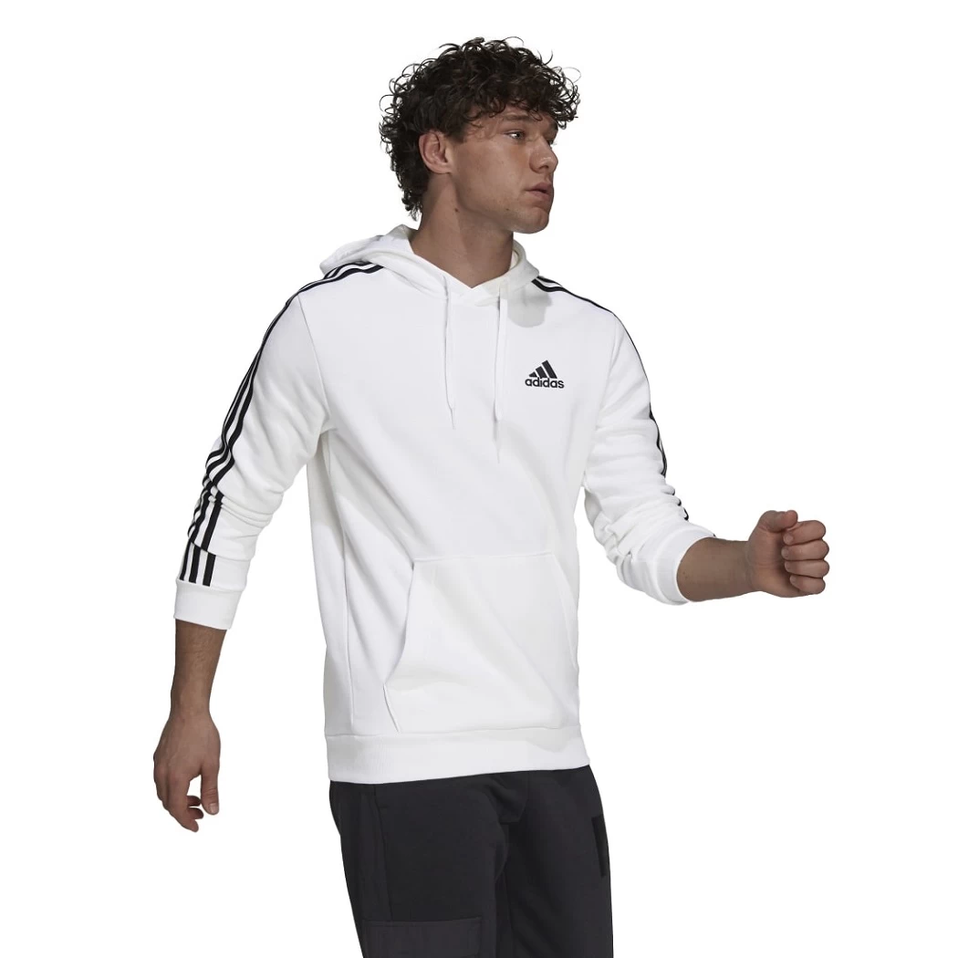 Adidas Essentials 3-Streifen Hoodie French Terry Weiß / Schwarz – Bild 7
