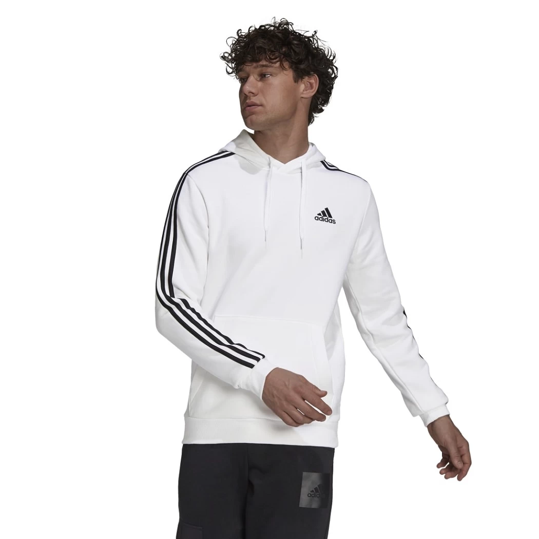 Adidas Essentials 3-Streifen Hoodie French Terry Weiß / Schwarz
