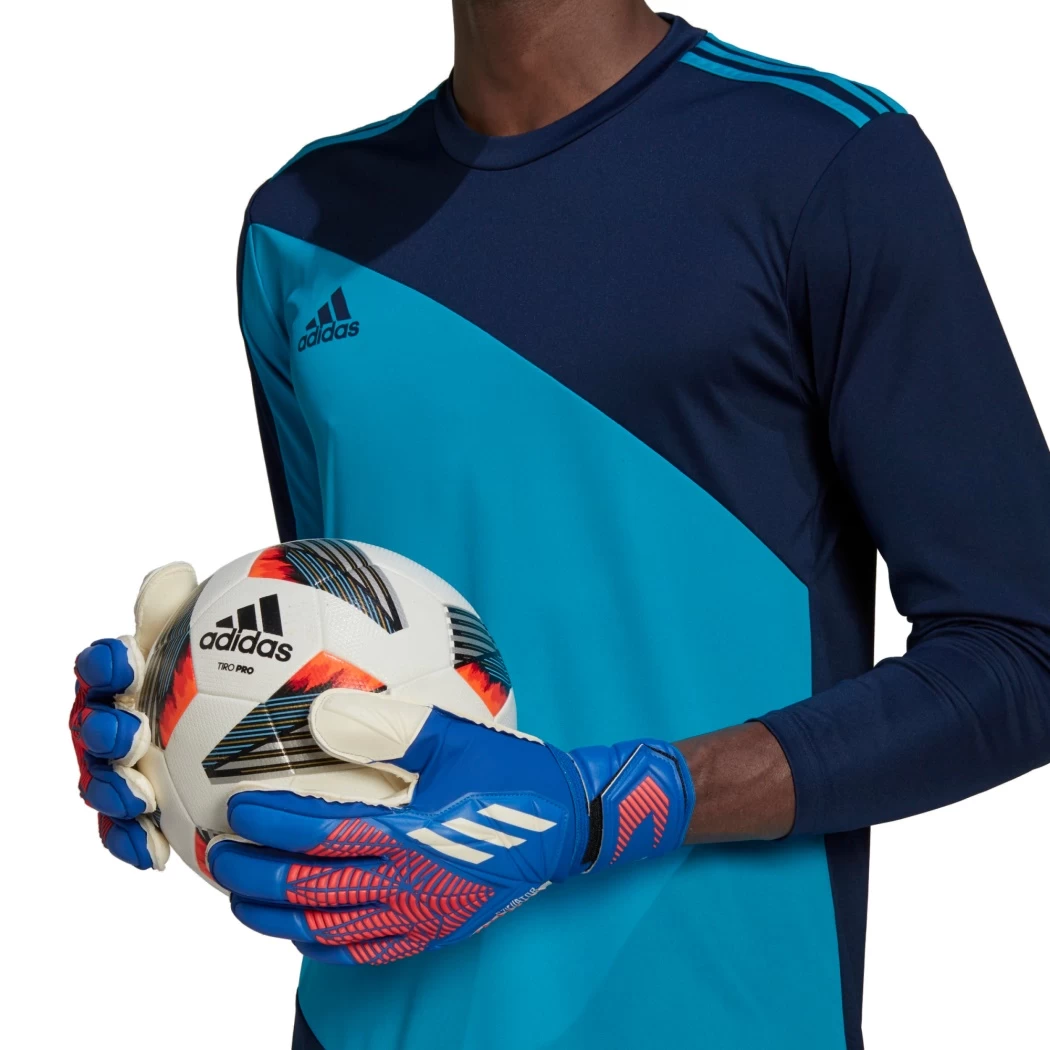 Adidas Predator Fingersave Match Torwarthandschuhe Blau / Rot / Weiß – Bild 3