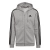 Adidas Essentials 3-Streifen Fleece Jacke Kapuzenjacke Grau