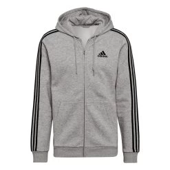 Adidas Essentials 3-Streifen Fleece Jacke Kapuzenjacke Grau