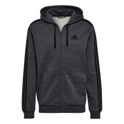 Adidas Essentials 3-Streifen Fleece Jacke Kapuzenjacke Dunkelgrau