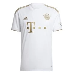 Adidas FC Bayern München Away Kinder Auswärtstrikot 2022 / 2023 Weiß / Gold