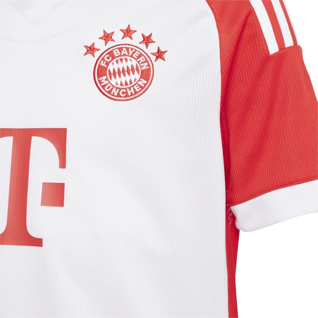 Adidas FC Bayern München Home Heimtrikot Kinder 2023 / 2024 Weiß / Rot – Bild 5