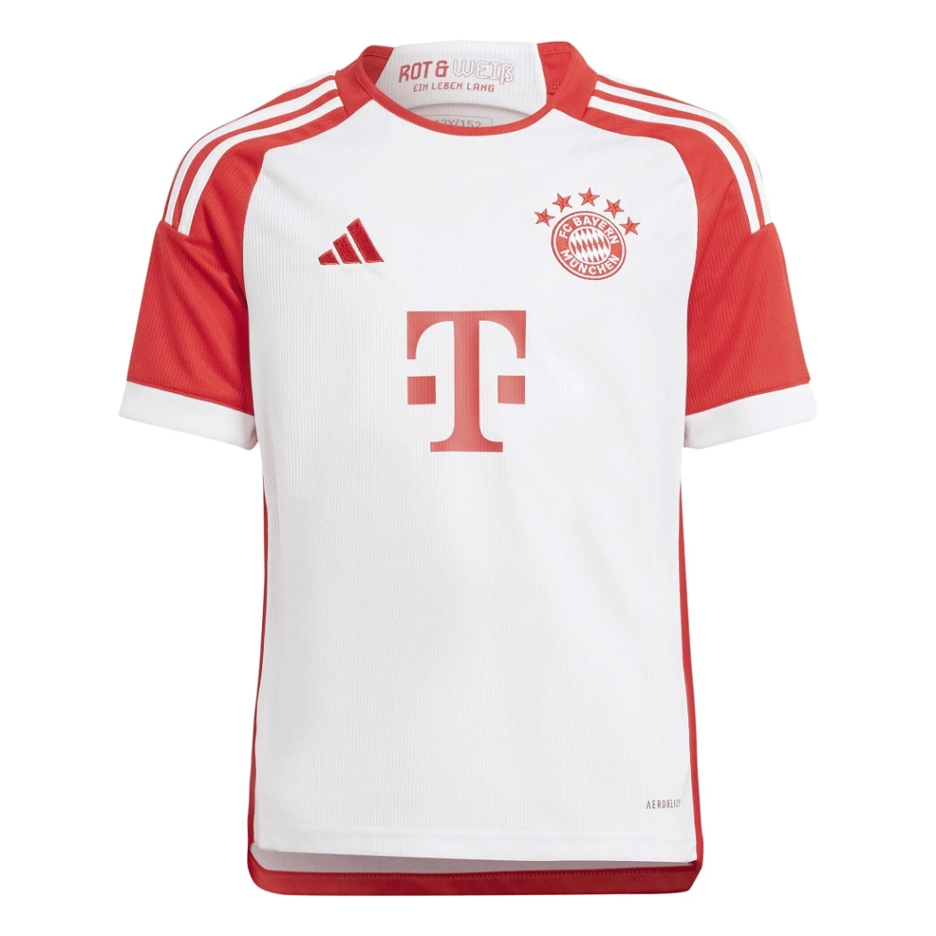 Adidas FC Bayern München Home Heimtrikot Kinder 2023 / 2024 Weiß / Rot